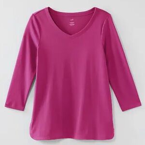 J.Jill Women’s Pima Cotton V Neck 3/4 Sleeve Tee Size 3X Pink Punch